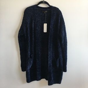 Love Tree Navy Blue Long Open Faced Sweater